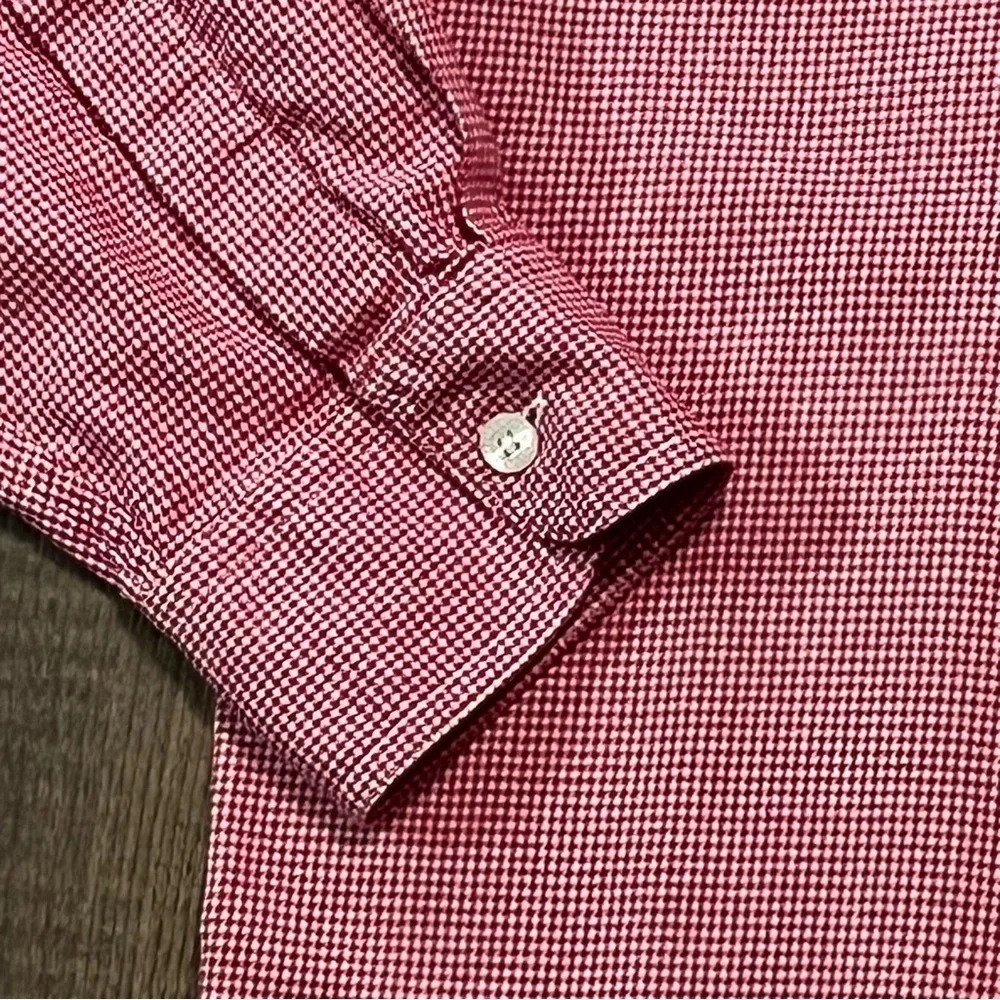 CHAPS Ralph‎ Lauren Men's L RED Checked Long Sleeve Button-Down Shirt CREST LOGO